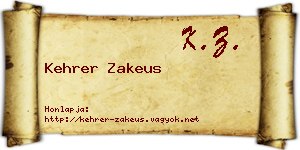 Kehrer Zakeus névjegykártya